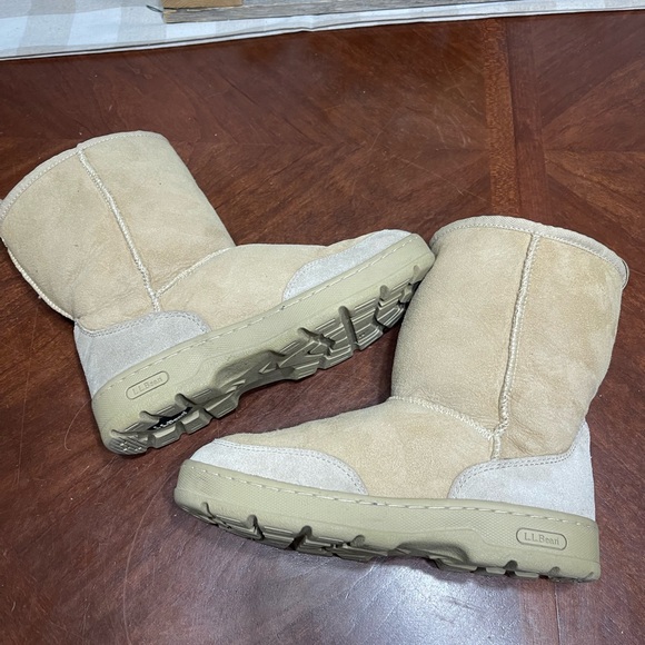 LL BEAN Wicked Good Suede Leather PULL-ON Shearling Lined WINTER BOOTS - Picture 7 of 10